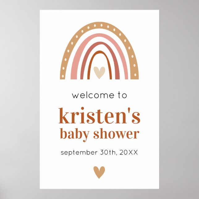 Boho Rainbow Baby Shower Welcome Poster (Front)