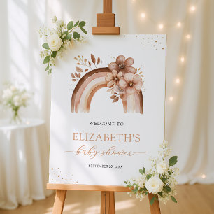 Boho Rainbow Baby Shower Welcome Sign