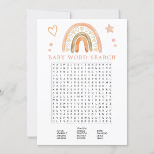 Boho Rainbow Baby Shower Word Search Game Invitation