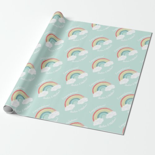 Boho Rainbow Baby Shower Wrapping Paper