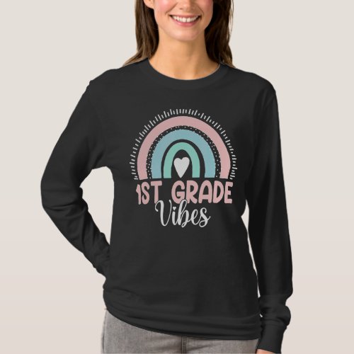 Boho Rainbow Back To School 1st Grade Vibes Teache T_Shirt