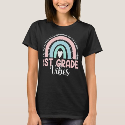 Boho Rainbow Back To School 1st Grade Vibes Teache T_Shirt