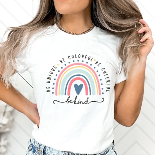 Boho Rainbow Be Kind Positivity and Inspiration T_Shirt