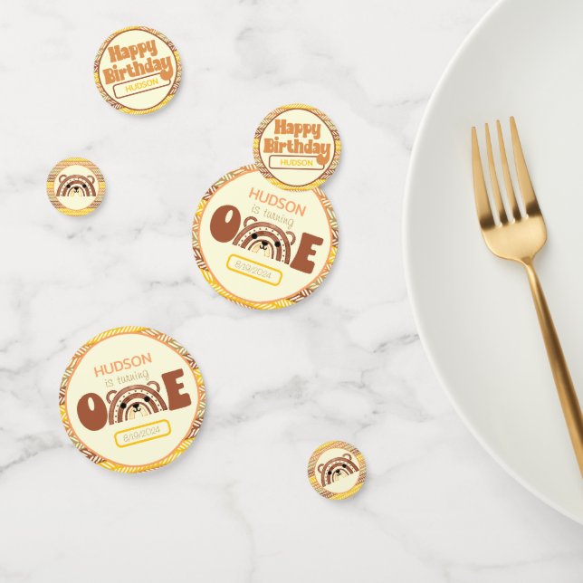 Boho Rainbow Bear First Birthday Confetti (Group)