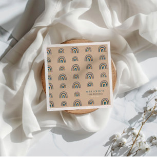 Boho Rainbow Beige Birthday  Napkins