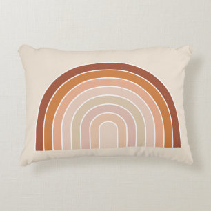 Boho Rainbow Beige Terracotta Accent Pillow