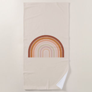 Boho Rainbow Beige Terracotta Beach Towel