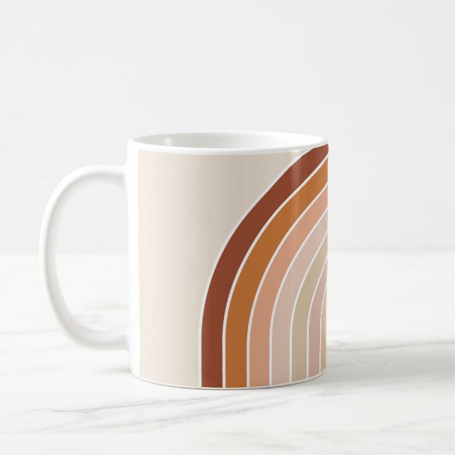 Boho Rainbow Beige Terracotta Coffee Mug (Left)