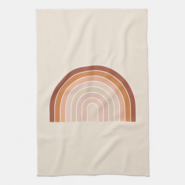 Boho Rainbow Beige Terracotta Kitchen Towel (Vertical)