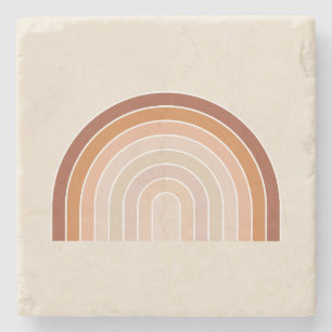 Boho Rainbow Beige Terracotta Stone Coaster