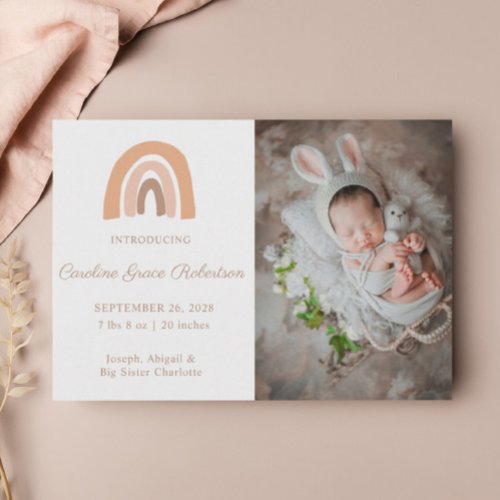 Boho Rainbow Birth Announcement New Baby Card