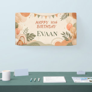Boho Rainbow Birthday Banner Custom Name & Age