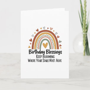 Boho rainbow birthday blessings design card