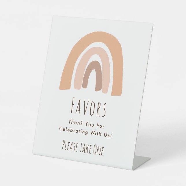 Boho Rainbow Birthday Favors Take A Treat Sign (Front)