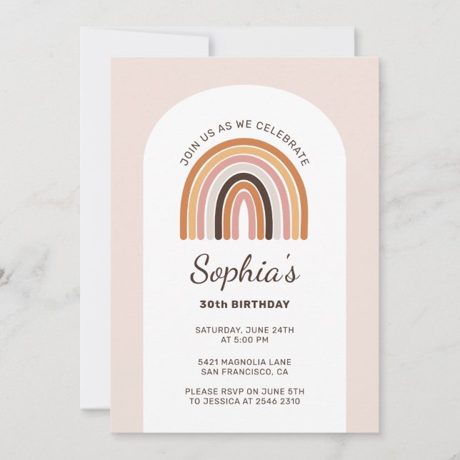 Boho Rainbow Birthday Invitation (Front)