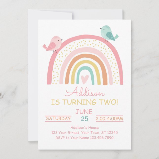 Boho Rainbow Birthday Invitation (Front)