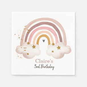 Boho Rainbow Birthday Napkins Rainbow Party Pastel