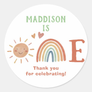 Boho Rainbow Birthday Party Classic Round Sticker