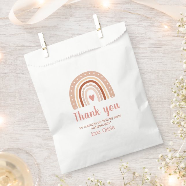 Boho Rainbow Birthday Party Thank You  Favor Bag (Clipped)