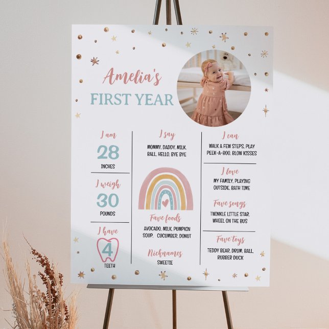 Boho Rainbow Birthday Photo Milestone Poster (Creator Uploaded)