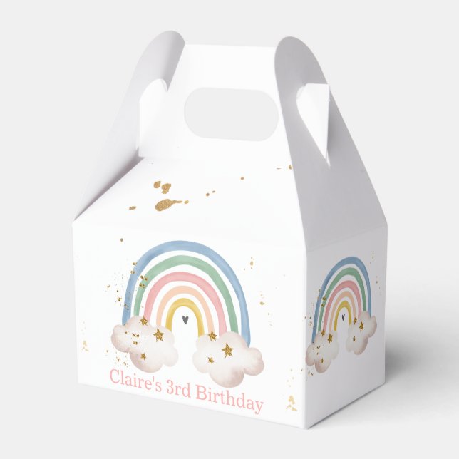 Boho Rainbow Birthday Rainbow Favor Box Magical (Front Side)