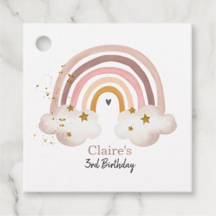 Boho Rainbow Birthday Tag Pastel Neutral Modern