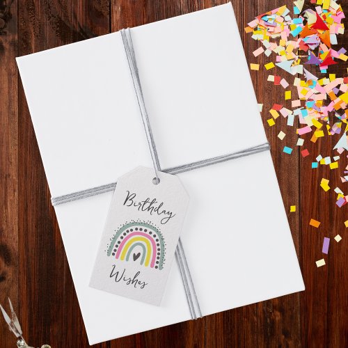 Boho Rainbow Birthday Wishes  Gift Tags