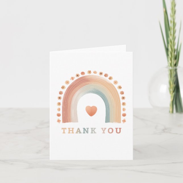 Boho Rainbow Blank Thank You Card – Minimalist Wat (Front)