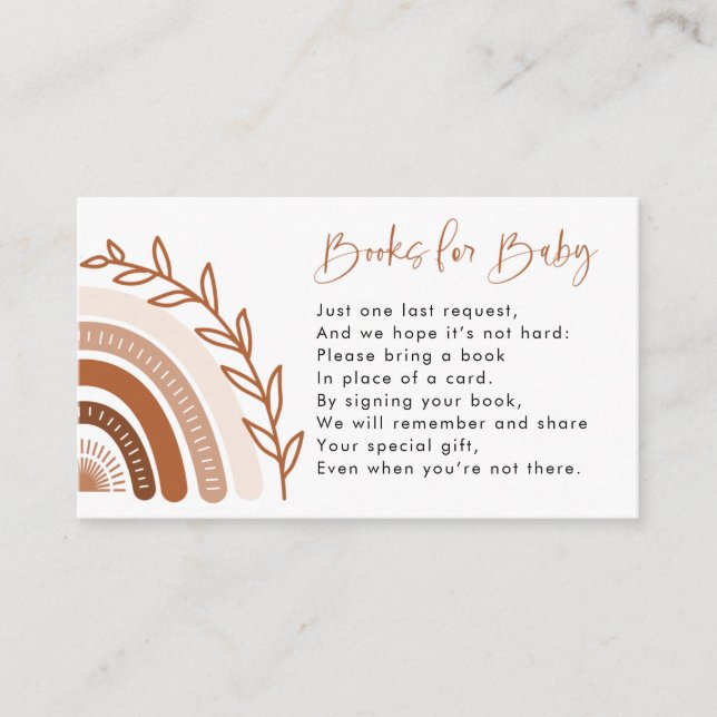 Boho Rainbow Book Request Card, Books for Baby Enclosure Card (Front)