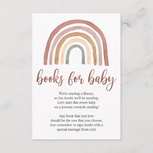 Boho Rainbow Books For Baby Enclosure Card