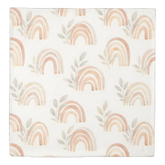 Boho Rainbow Botanical Pattern Neutral Nursery Bed Duvet Cover