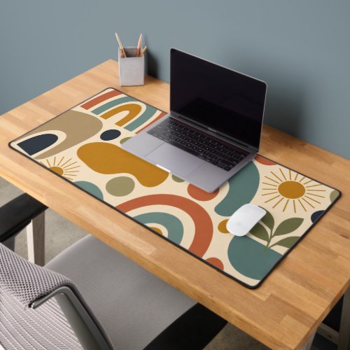 Boho Rainbow & Botanical Seamless Pattern Desk Mat
