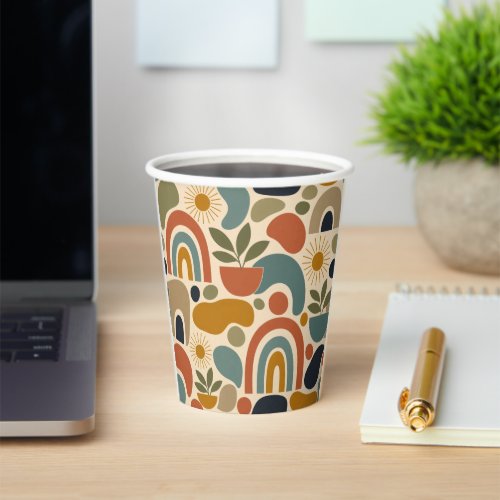Boho Rainbow & Botanical Seamless Pattern Paper Cups