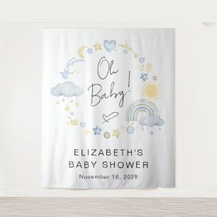 Boho Rainbow Boy Baby Shower Welcome Backdrop