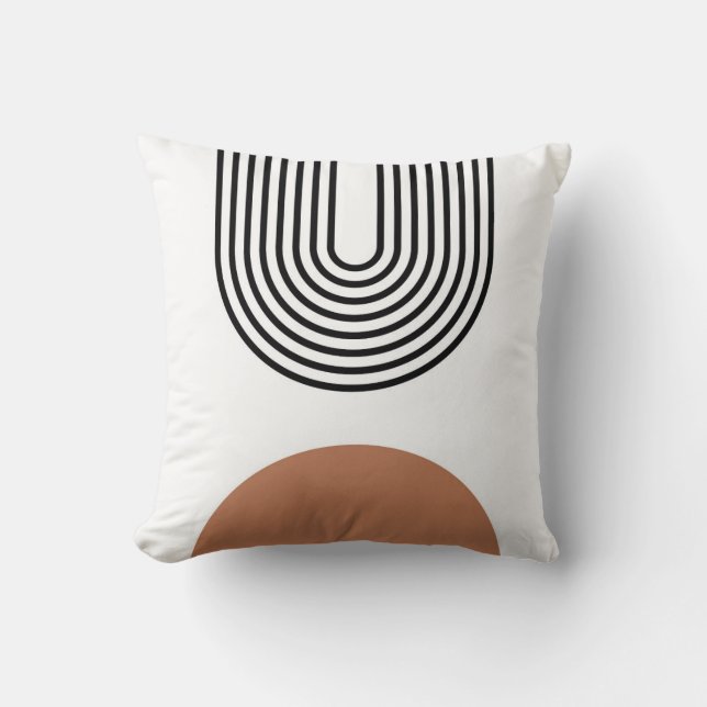Boho Rainbow Brown Black Terracotta Modern Throw Pillow (Front)