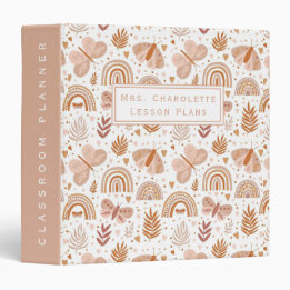 Boho Rainbow Butterflies Teacher Classroom Planner 3 Ring Binder