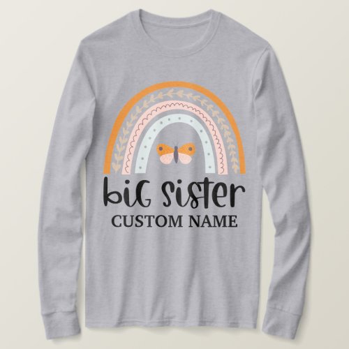 Boho Rainbow  Butterfly Personalized Big Sister T_Shirt