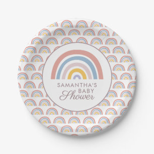 Boho Rainbow Chic Baby Shower Paper Plates