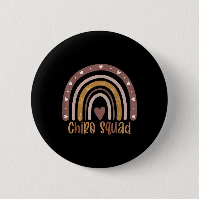 Boho Rainbow Chiro Squad Chiropractor Doctor Chiro Button (Front)