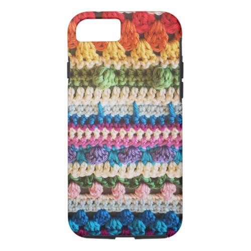 Boho Rainbow Crochet Print iPhone Case