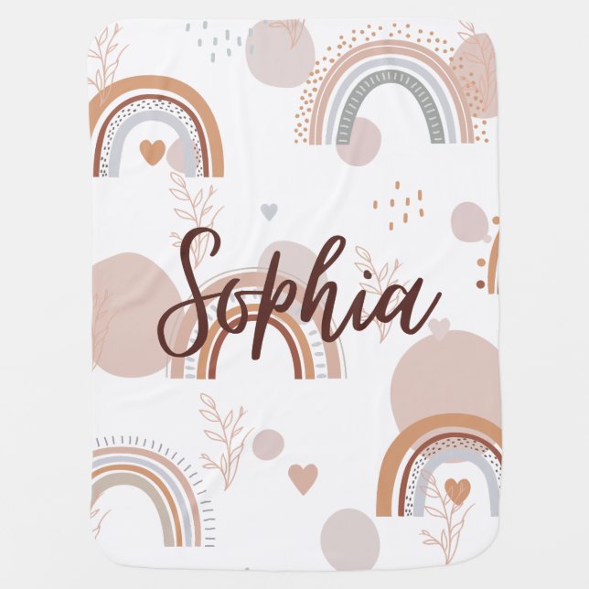 Boho Rainbow Custom Baby Blanket (Front)