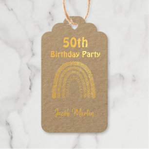 Boho Rainbow Custom Birthday Party Foil Invitation Foil Gift Tags