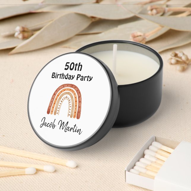 Boho Rainbow Custom Birthday Party Gift Soy Wax  Mini Candle Favors (Insitu)