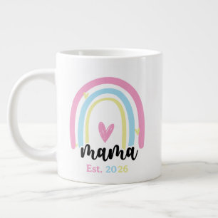 Boho Rainbow Custom Mama Est. Year Keepsake Giant Coffee Mug