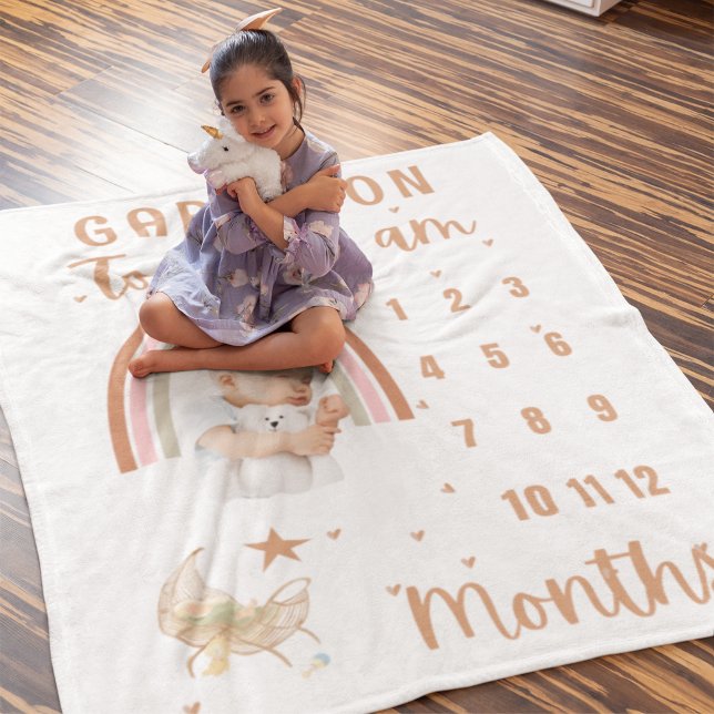 Boho Rainbow Cute Baby Photo Stroller Personalized Fleece Blanket (Creator Uploaded)