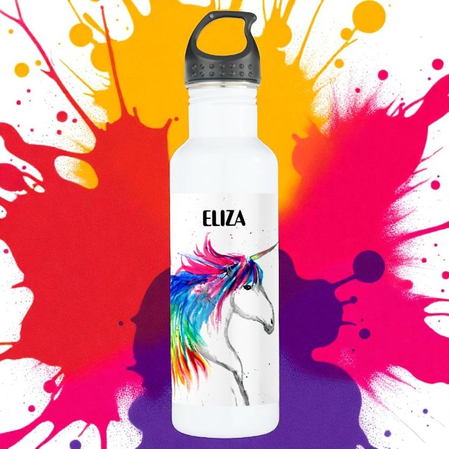 Boho Rainbow Cute Girls Unicorn Kids Stainless Steel Water Bottle (Creator Uploaded)
