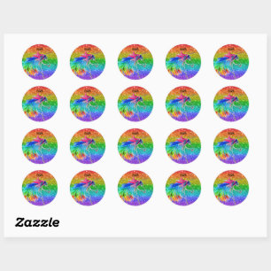 Boho Rainbow Cute Glitter Girls Unicorn Kids Classic Round Sticker