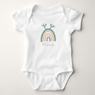Boho Rainbow Cute With Personalized Name Baby Bodysuit