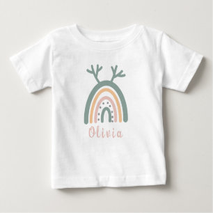 Boho Rainbow Cute With Personalized Name Baby T-Shirt