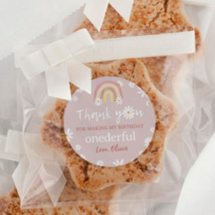 Boho Rainbow Daisy Birthday Baby Shower Classic Round Sticker